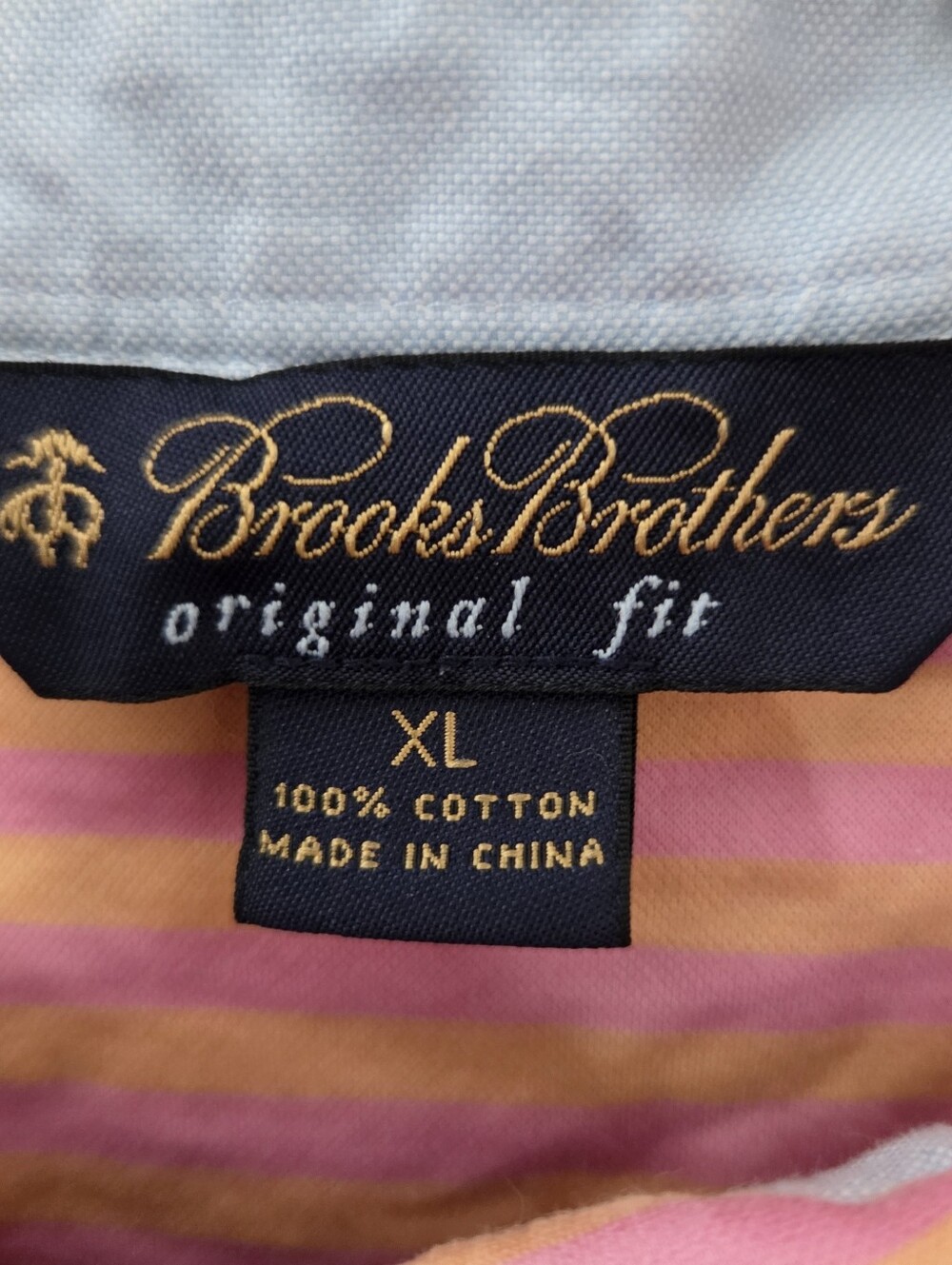 Brooks Brothers Men's Pink Orange Striped Golf Polo Preppy Shirt. Sz XL - Picture 9 of 10